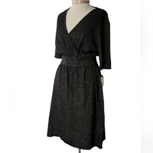 NWT Liz Claiborne Metallic Silver and Black Knit Dress Size XL